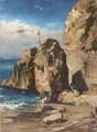 Albert Hertel, Felsige Küste an der Corniche d'Or bei Nizza. Wohl späte 1870er Jahre.