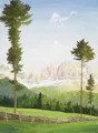 Minni (Hermine) Herzing, Dolomites / "Prairie fleurie (Rosengarten)" / "Vallée de Fischlein" / "Vue sur Sella" / "Pala di San Martino". 1934/1935.