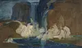 Людвиг фон Хофман (приписывается), Купальщики у грота (этюд). Вероятно 1889/1890.