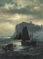 Robert Ernest Roe, Scarborough Castle in moonlight. 1885.