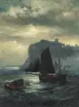 Robert Ernest Roe, Scarborough Castle in moonlight. 1885.