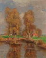 Gustav Adolf Thamm, Landscape with Pond. Early 20th century.