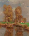 Gustav Adolf Thamm, Landscape with Pond. Early 20th century.
