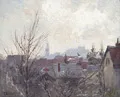 Paul Wilhelm Tübbecke, Blick über die Dächer von Weimar auf Schlossturm und Schloss. Wohl 1890er Jahre.