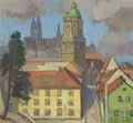 Rudolf Bergander "Meissen mit Frauenkirche". 1948.