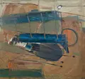 Andreas Bliemel, Untitled (Landscape with blue shape). 1987.