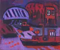 Lutz Fleischer "Hafeneinfahrt bei Nacht" (Dresden – Pieschen). 1981.