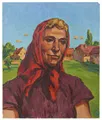 Erich Fraaß "Boerin met rode hoofddoek". 1962.