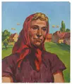 Erich Fraaß "Peasant Woman with Red Headscarf". 1962.