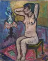 Hans Jüchser "Sitzender Akt" (Helga, arms crossed behind her head). 1962.