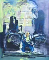 Clemens Kaletsch "O. T." (Composition in blue and light green). 1990s or 2000s.