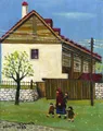 Paul Schultz-Liebisch, Dorfstraße in der Hohen Tatra / "H. Tatra – Am Kriván" / "Haus in den Bergen". 1986/1988.