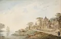 Theorodus "Dirck" Verrijck, River Landscape with Chapel Ruin / River Landscape with Fisherman. 3rd quarter 18th century.