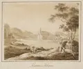 Adrian Zingg "Tetschen Castle on the Elbe". Around 1800.