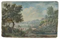 Christian Gottfried Morasch, Sächsische Landschaft mit Wanderern und Fischern. Um 1800.