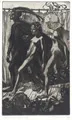 Max Brüning, Mephisto mit Gretchen und Marthe / Dame im Fauteuil. Wohl 1920er Jahre.