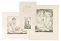 Georg Gelbke, Kopf eines schlafenden Knaben / Im Bade / Mutter und Kind / Neujahrsgruß. 1920– 1925.