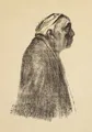 Käthe Kollwitz „Selbstbildnis im Profil nach rechts”. 1938.