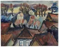 Elfriede Lohse-Wächtler, Abend über einem Dorf bei Hamburg (Landstadt). 1929.