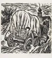 Wilhelm Rudolph "Planwagen und Kirche". Vor 1924.