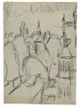 Albert Wigand "Huis met erker, park en kerktoren – Striesener Platz, Dresden". 1939.