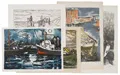 Erhard Hippold, Ostsee – fünf große Farb-/Lithografien (u.a. Hafen Wismar) und eine Radierung. 1960er Jahre.