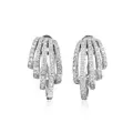White gold stud earrings made of five diamond bands each.