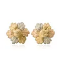 Pair of leaf-shaped tricolor gold stud earrings. Paolo Grazzoni, Florence, Italy.