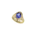 Oval tanzanite ring with floral design (approx. 2.7 ct).