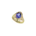 Oval tanzanite ring with floral design (approx. 2.7 ct).