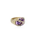 Außergewöhnlicher Amethyst-Ring mit rippenförmig gekreuzter Goldfassung (ca. 3 ct).