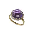 Floral ring with amethyst solitaire (approx. 6.3 ct).