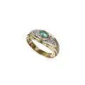 Yellow gold ring with pale green emerald