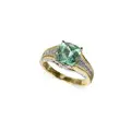 Yellow gold ring with pale turquoise square tourmaline (approx. 2 ct).