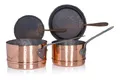 Twee steelpannen en twee deksels uit de Welfische hofkeuken. Waarschijnlijk rond 1771–1837.