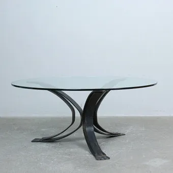Coffee table from the 1970s, metal and glass, Italy.