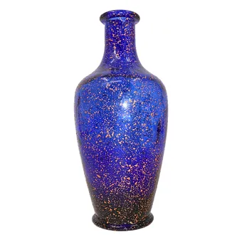 STUDIOGLAS-VASE, KOBALTBLAU MIT AVENTURIN-EINSCHLÜSSEN.
