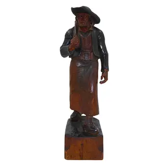 Figura z drewna, rzemieślnik / kowal, sygnowana.