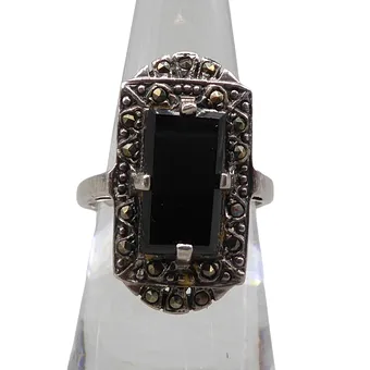 ANTIKER 925ER SILBERRING MIT ONYX.