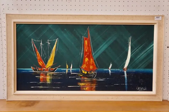 1 painting "Sailing Ships" signed