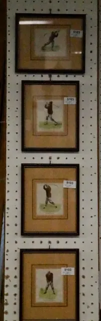 4 ingelijste afbeeldingen van de golfswing