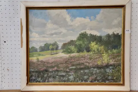 1 olieverfschilderij "Heidelandschaft" gesigneerd