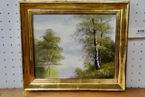 1 painting "Tree by the lake"