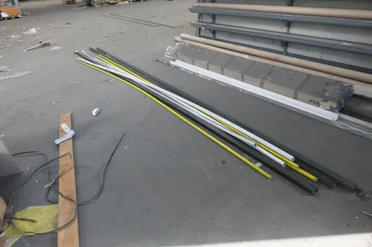 Mixed lot of construction, electrical and DIY materials, pipes and profiles, various sizes