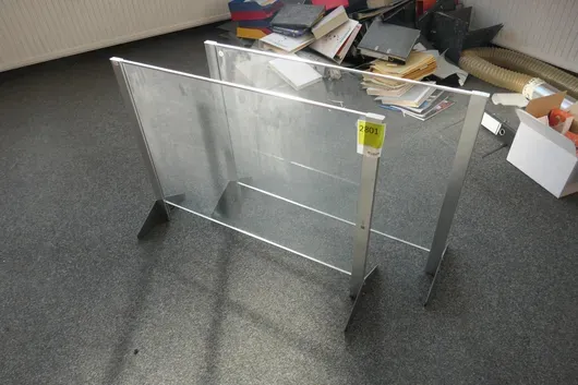 2x Glas-Trennwand mit Standfüßen