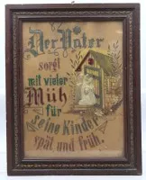 Broderie ou dicton mural vers 1900, encadrée/sous verre, dim. cadre 48 x 38 cm