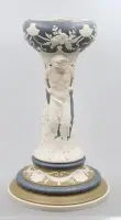 Probably base of a centrepiece, Villeroy & Boch Mettlach, reliefs of figures, probably around 1900, approx. H 33 cm