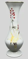 Tall vase on stand "Höhr" Grenzhausen, floral decor with butterfly, H 34 cm, hand-painted
