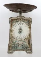 Defective commercial scale, Art Nouveau, signs of wear, approx. H 32 cm
