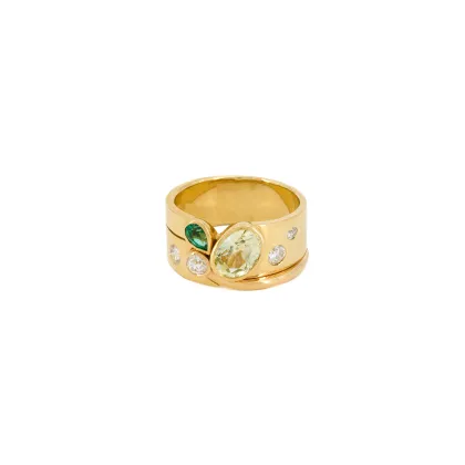 Modern colored gemstone diamond ring
